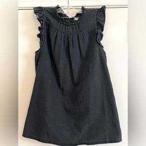 Old Navy Ruffled High-Neck Sleeveless Black Jean Top; sz. Small Tall